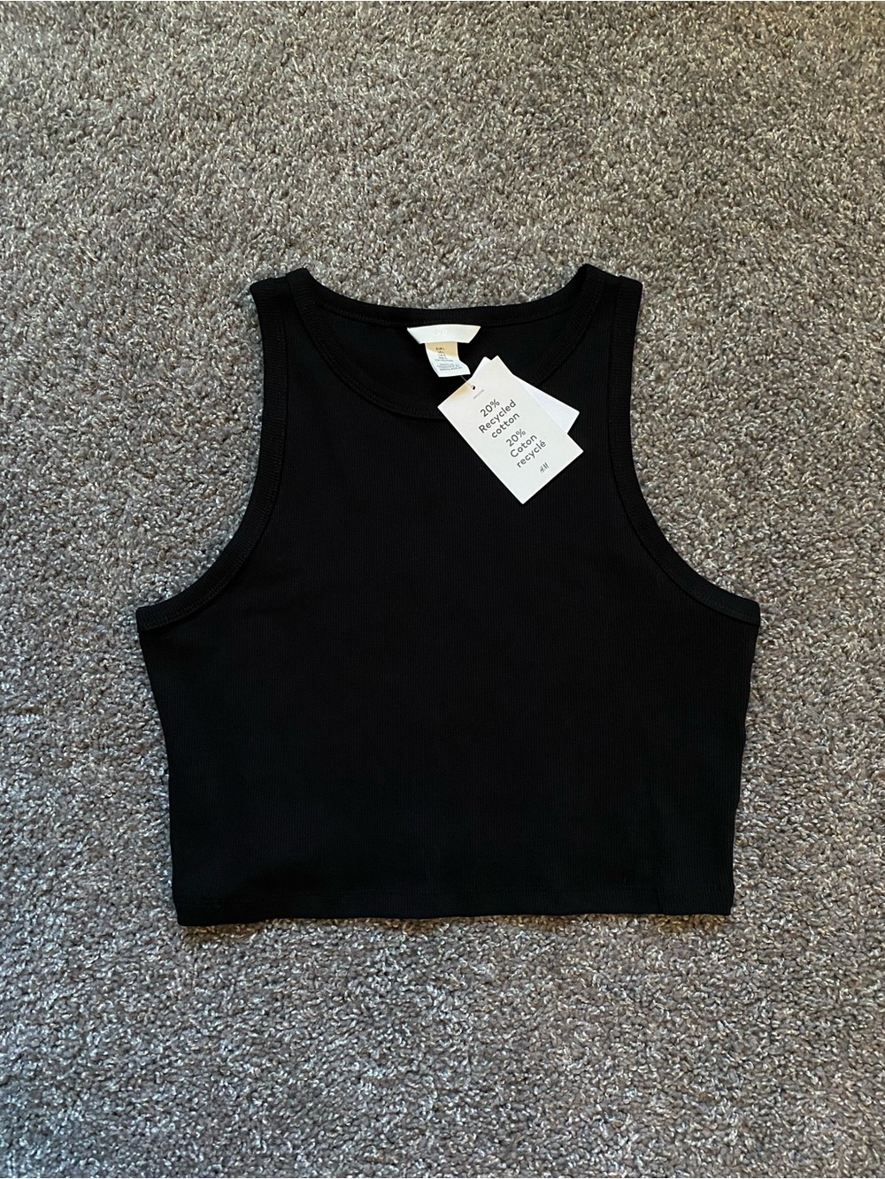 H&M Black Ribbed Cropped Tank Top